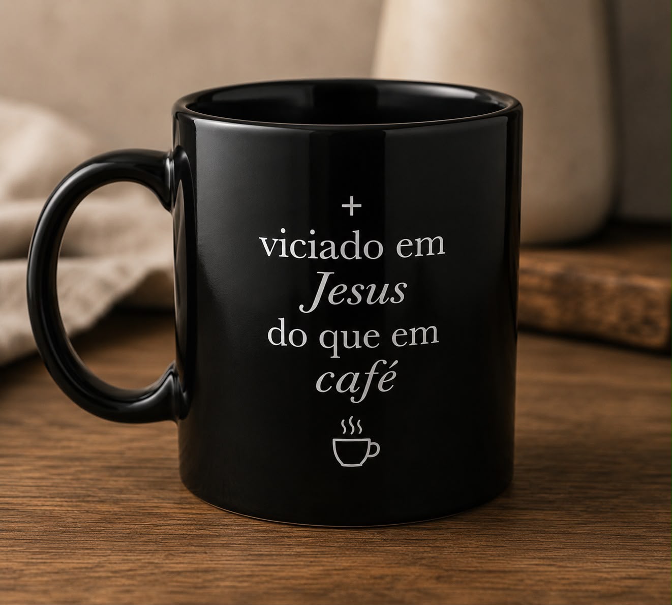 + Viciado em Jesus do que em Café (Caneca)
